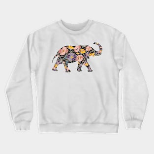 Floral Elephant Silhouette - Wild Purple Crewneck Sweatshirt